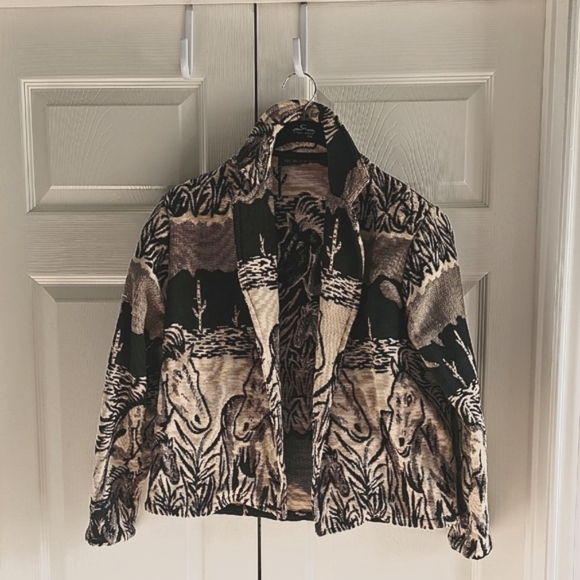 Vintage New Identity Women's Equestrian Thick Cotton Tapestry Jacket Small - Picture 1 of 16